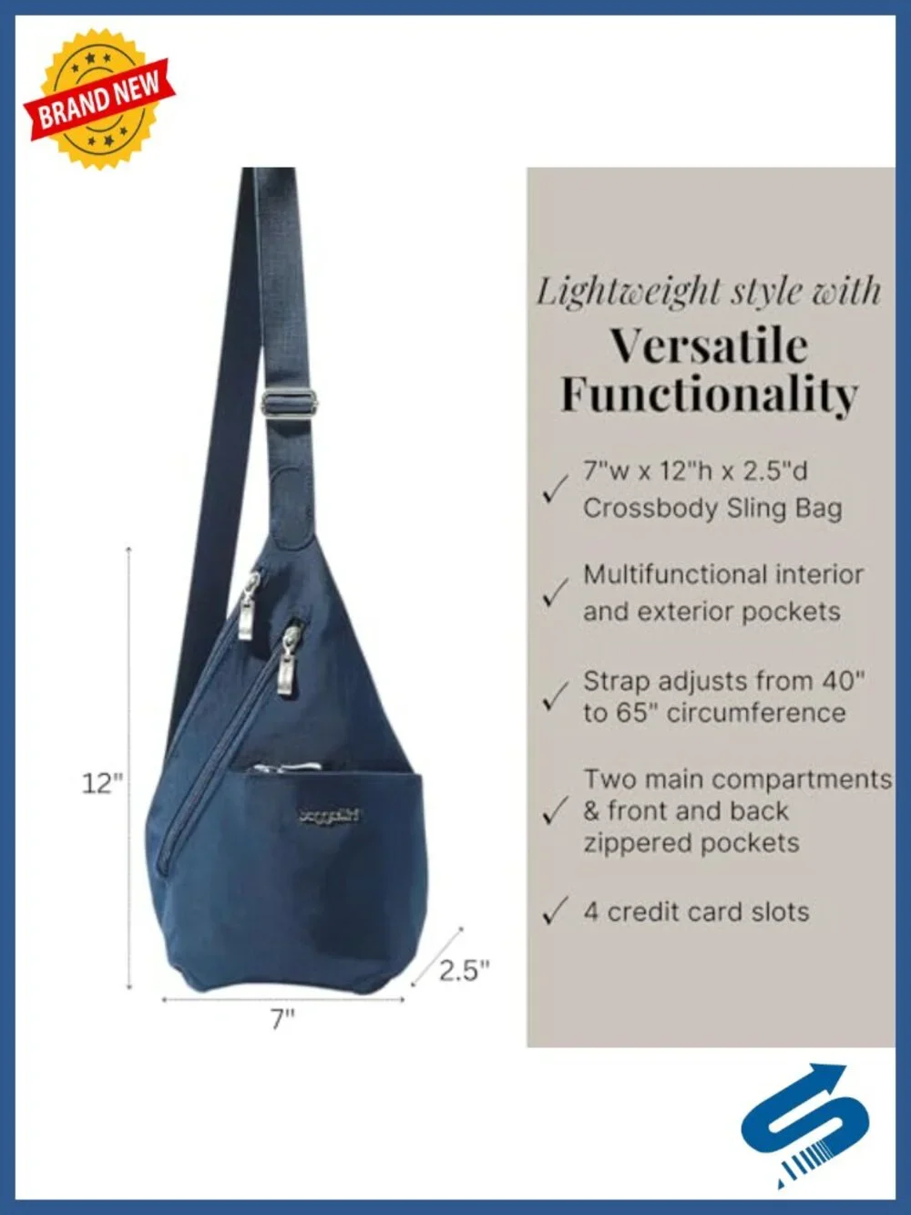 Women's Nylon Sling Crossbody Bag Backpack Adjustable Strap Checkpoint Friendly